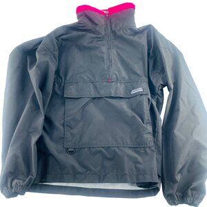 White Sierra Men's Med Nylon Pullover Pullover Black Front Pockets Black Vintage